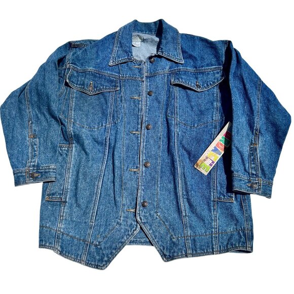 Vintage JORDACHE Denim Button-Up Retro Style Classic Blue Jean Jacket Size M NWT - Picture 1 of 10